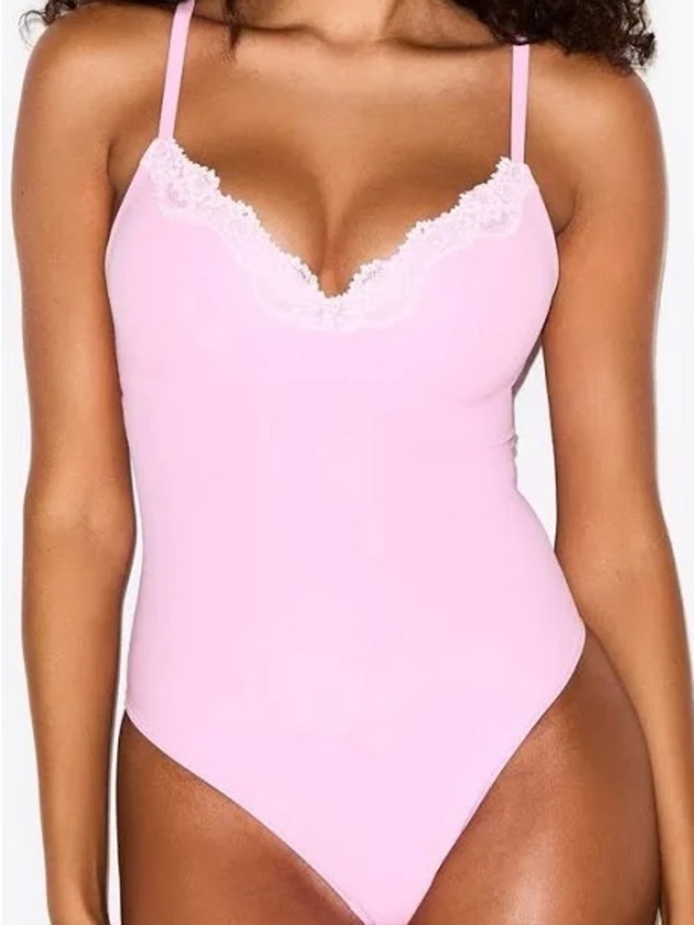 Women’s Lace-Trim Bodysuit - Violet (light purple)